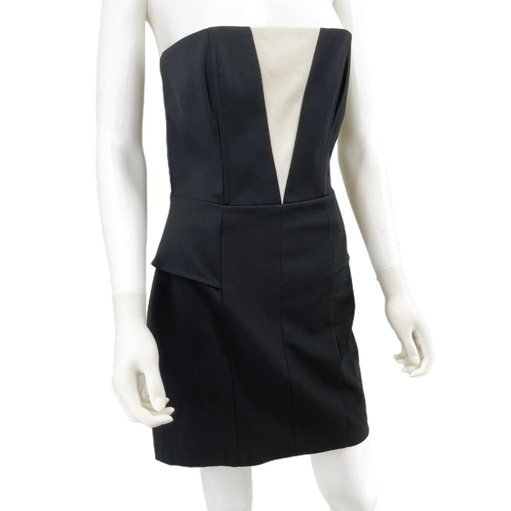 MASON Black and White Strapless Mini Dress